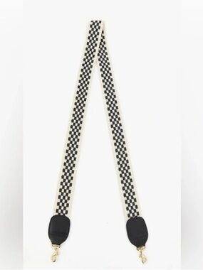 Clare V Black and Cream Checkered Crossbody Strap
